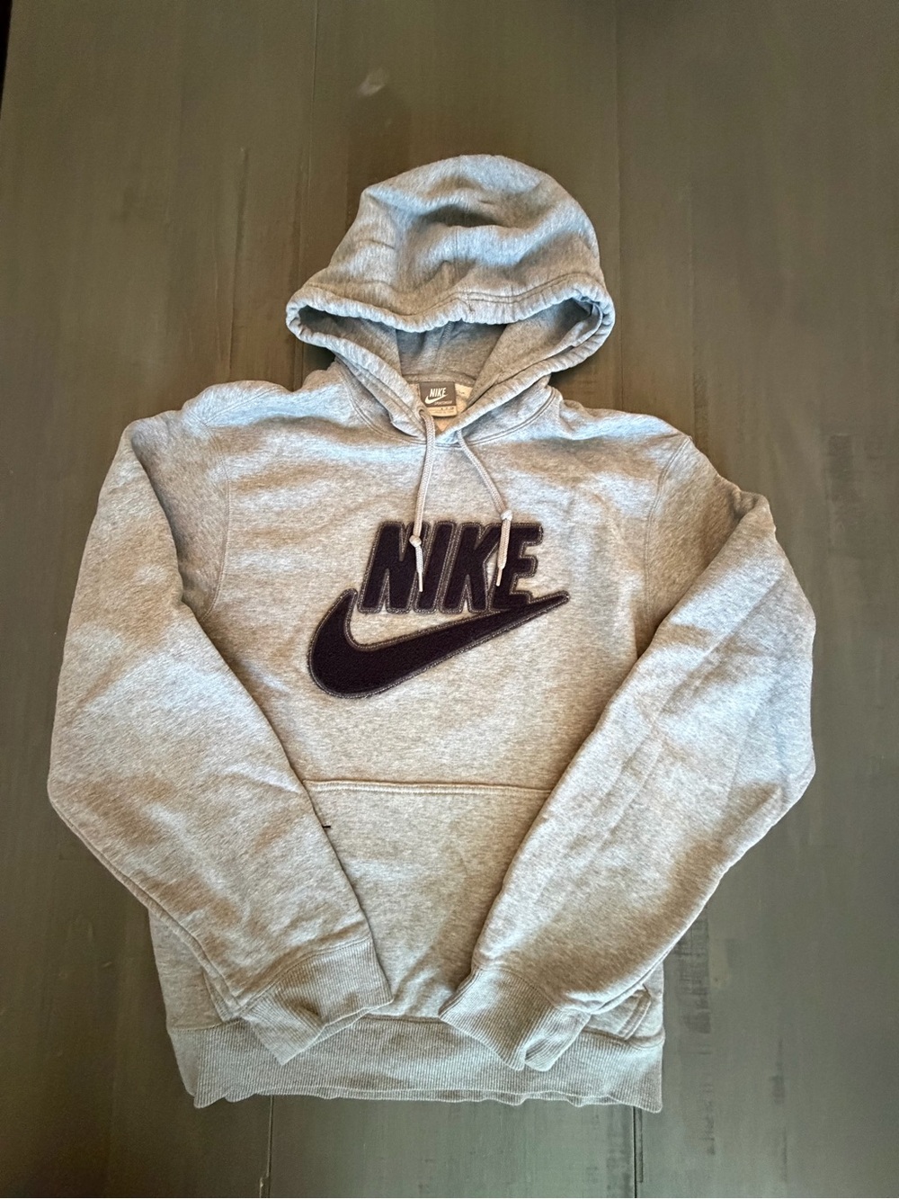 Nike Gray Pullover Hoodie with Black Embroidered Logo